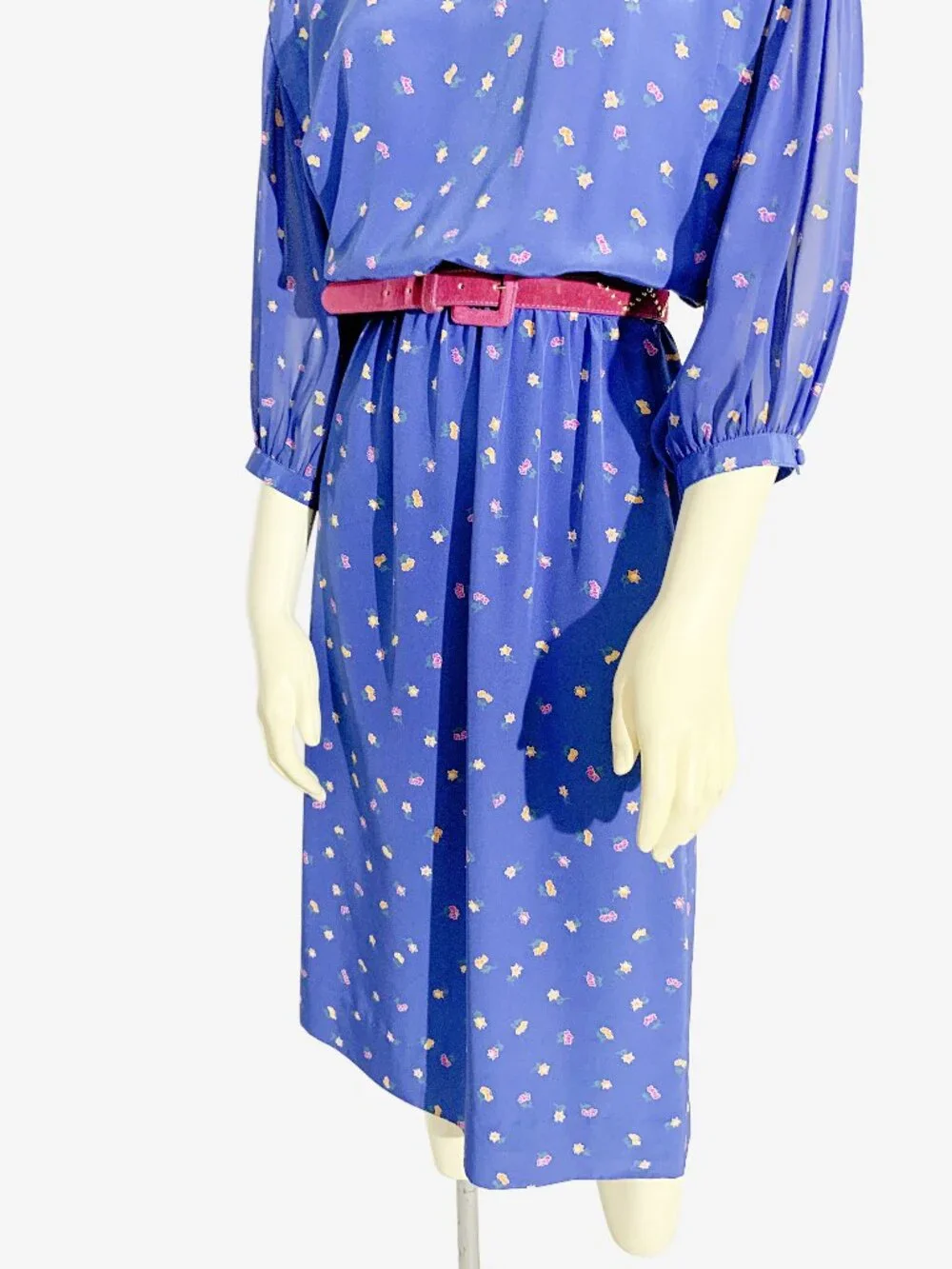 Vintage 1980s Albert Nipon Boutique Floral Midi Dress / size Small - Picture 11 of 14